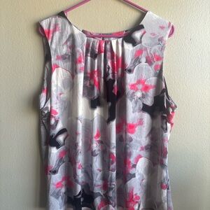 Calvin Klein Floral Sleeveless Blouse - Pink and Gray